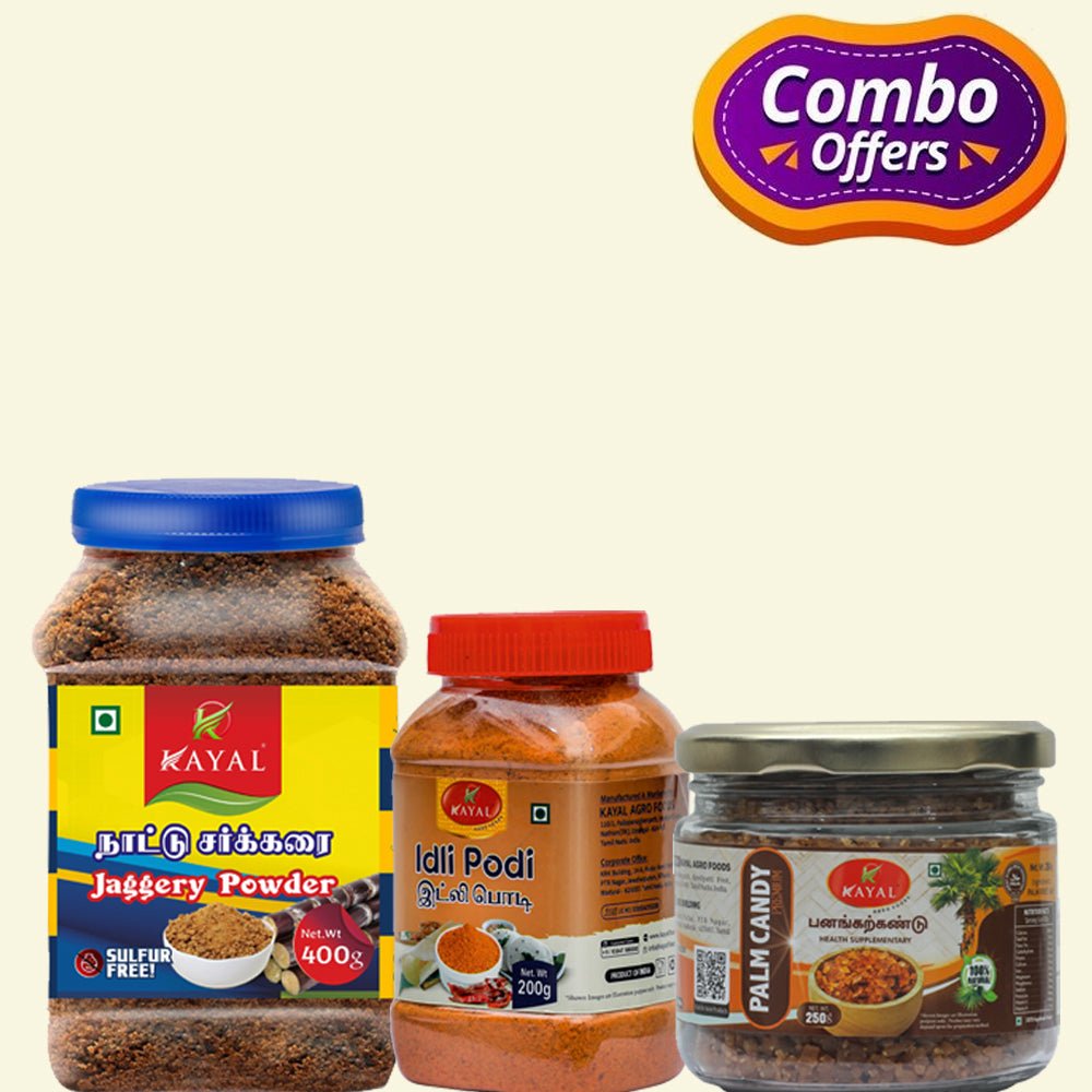 Jaggery , Idly Powder and Palm Candy Combo - Kayal Foods